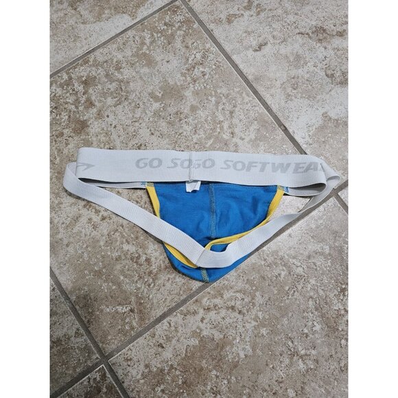 GO SOFTWEAR Mens Large Blue Jockstrap Vintage Preppy Sport Athletic Retro 90s - Picture 3 of 4